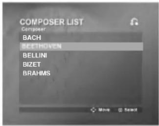 COMPOSER LIST Composer BACH BEETHOVEN BELLINI BIZET BRAHMS
