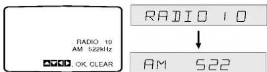 RADIO 10 AM 522kHz OK. CLEAR RADIO 10 ↓ AM 522