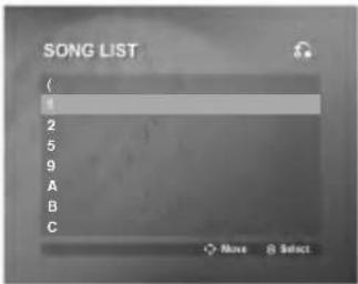 SONG LIST ( 4 2 5 9 A B C None Select