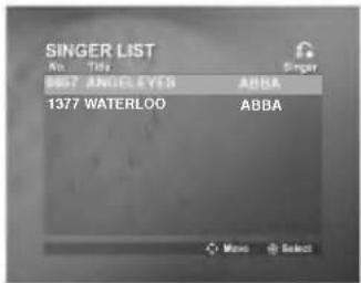 SINGER LIST No. Title 9857 ANGUELYER ABBA 1377 WATERLOO ABBA More Select