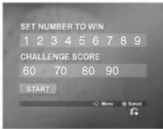 SET NUMBER TO WIN 1 2 3 4 5 6 7 8 9 CHALLENGE SCORE 60 70 80 90 START