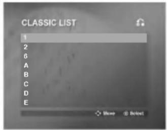 CLASSIC LIST 1 2 6 A B C D E Blue Select
