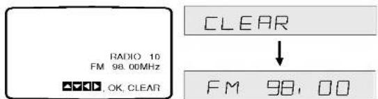 RADIO 10 FM 98.00MHz OK CLEAR CLEAR ↓ FM 98, 00