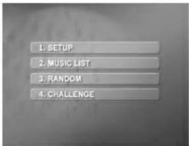 1. SETUP 2. MUSIC LIST 3. RANDOM 4. CHALLENGE