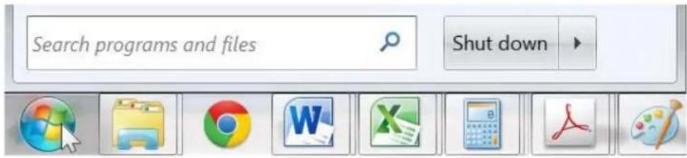 Search programs and files Shut down
