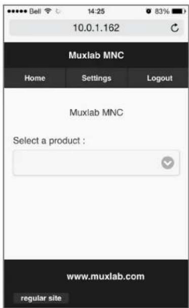 10.0.1.162 Muxlab MNC Home Settings Logout Muxlab MNC Select a product : www.muxlab.com regular site