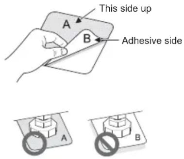 This side up Adhesive side