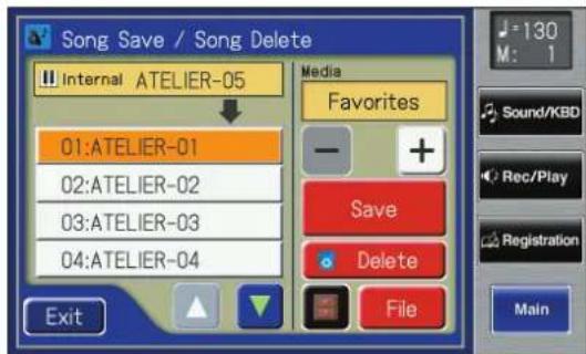 ROLAND Music Atelier AT-900 - Deleting Performance Songs Stored on "Favorites" or the USB Memory - 1