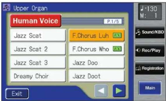 ROLAND Music Atelier AT-900 - Touch < >> > to switch the screen, and touch a voice name to select the desired voice. - 1