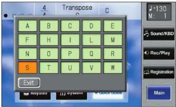 ROLAND Music Atelier AT-900 - Touch a letter of the alphabet to select the first letter of the desired keyword. - 1