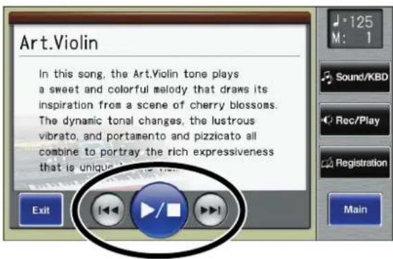 ROLAND Music Atelier AT-900 - Touch  or  on screen to select the demo song. - 1
