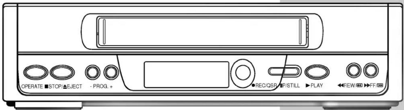 OPERATE ■ STOP/▲EJECT - PROG. + REC/QSR ▶IP/STILL ▶PLAY ←REW/→ FF/→