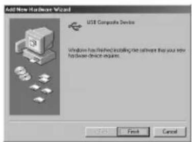 Add New Hardware Wizard USB Composite Device Windows has finished installing the software that your new hardware device requires. Finish Cancel