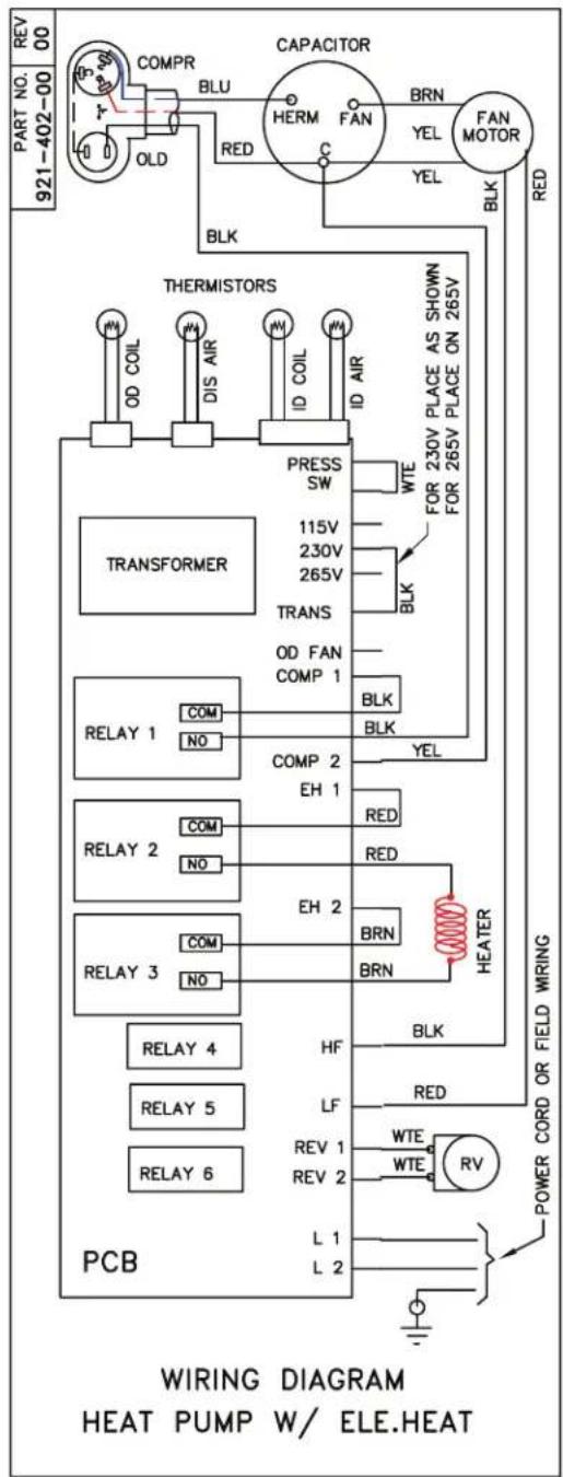 Friedrich PDE07K3SE - WIRING DIAGRAM HEAT PUMP WITH ELECTRIC HEAT - 1