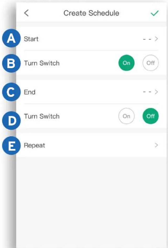 Create Schedule Start B Turn Switch On Off End D Turn Switch On Off Repeat