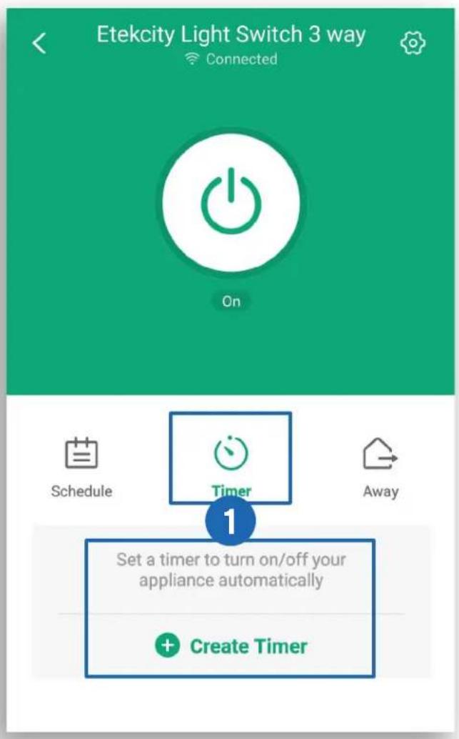 Etekcity Light Switch 3 way Connected On Schedule Timer Set a timer to turn on/off your appliance automatically + Create Timer