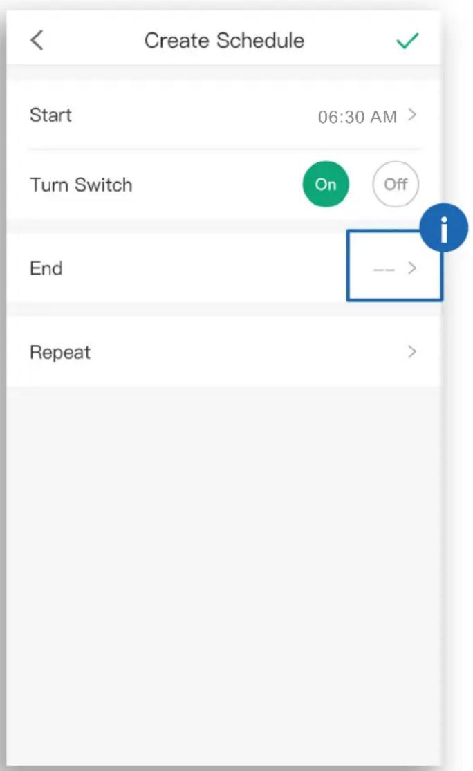 Create Schedule Start 06:30 AM > Turn Switch On Off End --- > Repeat >