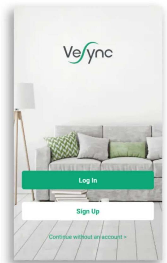 Vesync Log In Sign Up Continue without an account >