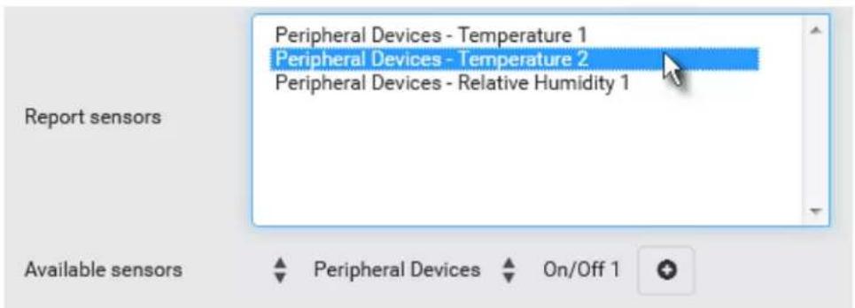 Peripheral Devices - Temperature 1 Peripheral Devices - Temperature 2 Peripheral Devices - Relative Humidity 1 Report sensors Available sensors Peripheral Devices On/Off 1
