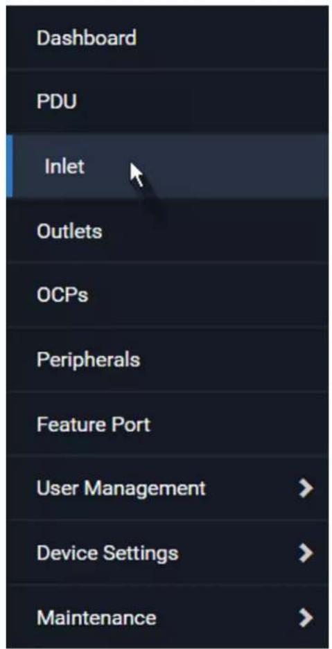Dashboard PDU Inlet Outlets OCPs Peripherals Feature Port User Management > Device Settings > Maintenance >