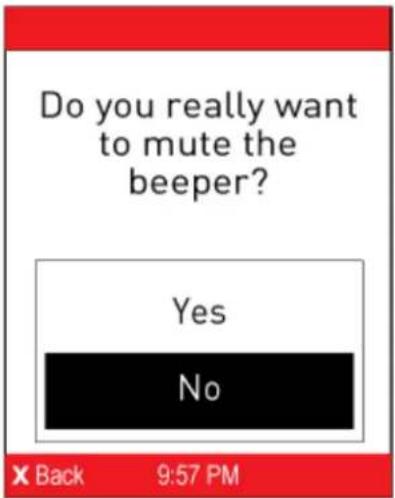 Do you really want to mute the beeper? Yes No X Back 9:57 PM