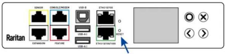 SENSOR CONSOLE/MODEM USB-B ETH010/100 EXPANSION FEATURE USB-A-D USB-A-D ETH010/100/1000 RESET Raritan