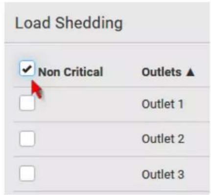 Load Shedding ✓ Non Critical Outlets ▲ Outlet 1 Outlet 2 Outlet 3