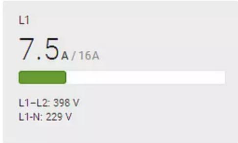L1 7.5 A / 16A L1-L2: 398 V L1-N: 229 V