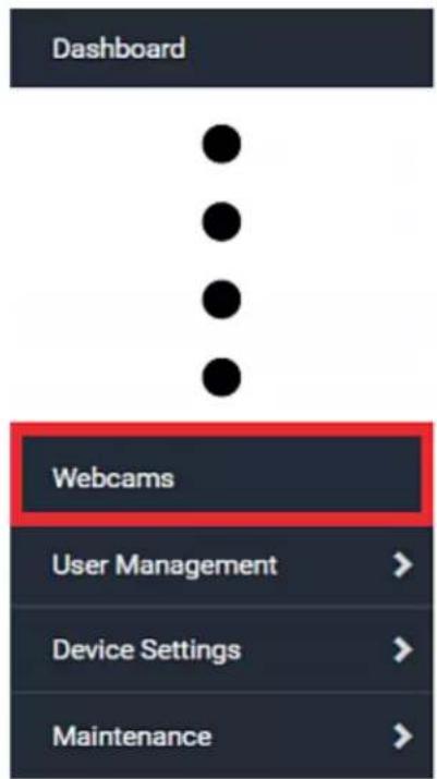 Dashboard Webcams User Management > Device Settings > Maintenance >