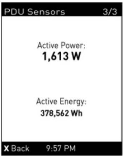 PDU Sensors 3/3 Active Power: 1,613 W Active Energy: 378,562 Wh X Back 9:57 PM