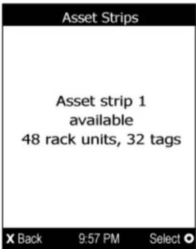 Asset Strips Asset strip 1 available 48 rack units, 32 tags X Back 9:57 PM Select