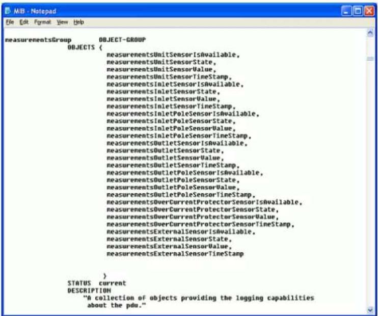 measurementsGroup OBJECT-GROUP OBJECTS { measurementsUnitSensorIsAvailable, measurementsUnitSensorState, measurementsUnitSensorValue, measurementsUnitSensorTimeStamp, measurementsInletSensorIsAvailable, measurementsInletSensorState, measurementsInletSensorValue, measurementsInletSensorTimeStamp, measurementsInletPoleSensorIsAvailable, measurementsInletPoleSensorState, measurementsInletPoleSensorValue, measurementsInletPoleSensorTimeStamp, measurementsOutletSensorIsAvailable, measurementsOutletSensorState, measurementsOutletSensorValue, measurementsOutletSensorTimeStamp, measurementsOutletPoleSensorIsAvailable, measurementsOutletPoleSensorState, measurementsOutletPoleSensorValue, measurementsOutletPoleSensorTimeStamp, measurementsOverCurrentProtectorSensorIsAvailable, measurementsOverCurrentProtectorSensorState, measurementsOverCurrentProtectorSensorValue, measurementsOverCurrentProtectorSensorTimeStamp, measurementsExternalSensorIsAvailable, measurementsExternalSensorState, measurementsExternalSensorValue, measurementsExternalSensorTimeStamp } STATUS current DESCRIPTION "A collection of objects providing the logging capabilities about the pdu.."