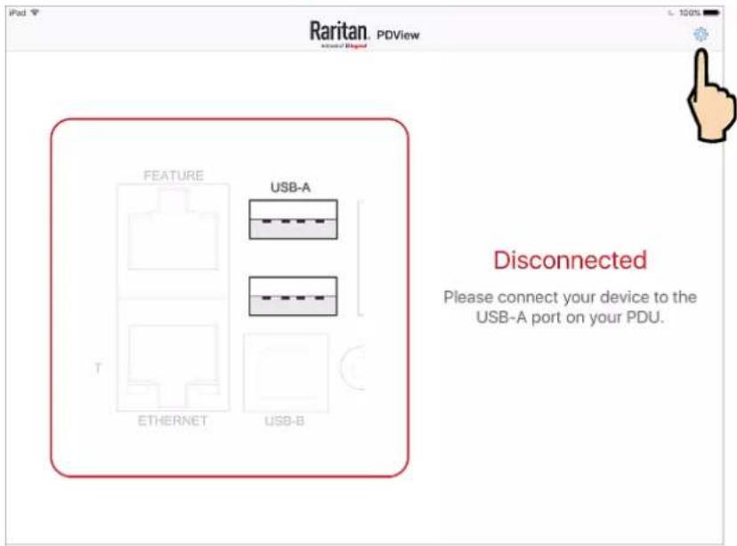 Raritan PDView FEATURE USB-A T ETHERNET USB-B Disconnected Please connect your device to the USB-A port on your PDU.