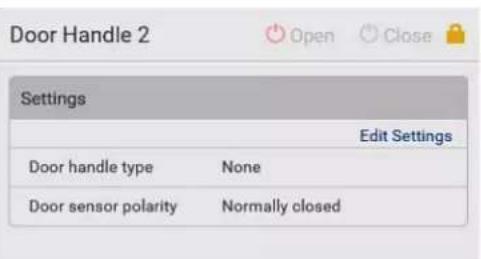 Door Handle 2 Settings Edit Settings Door handle type None Door sensor polarity Normally closed