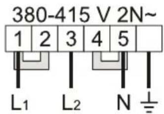 380-415 V 2N~ 1 2 3 4 5 L₁ L₂ N ⊥