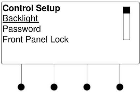 Control Setup Backlight Password Front Panel Lock