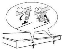 Diagram illustrating two steps of fabric or paper processing with directional arrows and labeled components