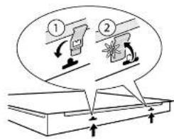 Diagram illustrating two steps of a process with directional arrows and labeled components