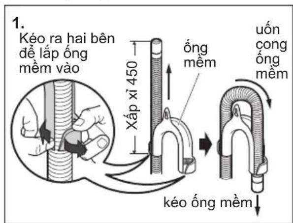 1. Kéo ra hai bên để lắp ống mềm vào Xấp xỉ 450 ống mềm uốn cong ống mềm kéo ống mềm