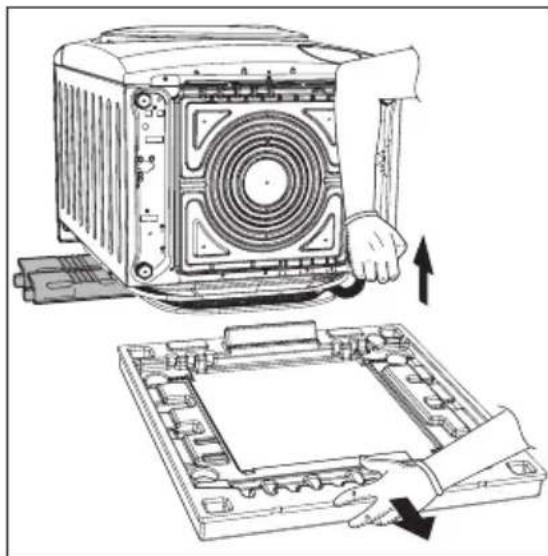 Illustration of a computer with a fan and drive mechanism, showing the next close-up of the internal components (no text or symbols)