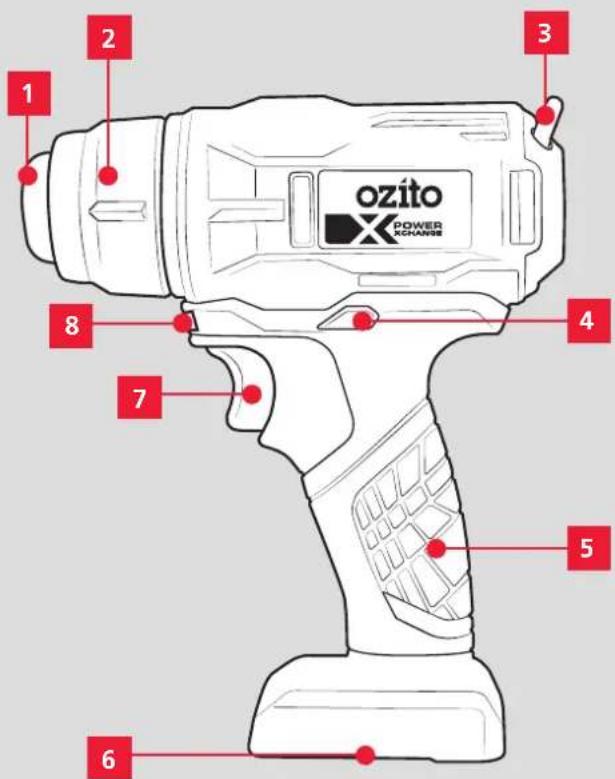 1 2 3 4 5 6 7 8 Ozito POWER XCHANGE