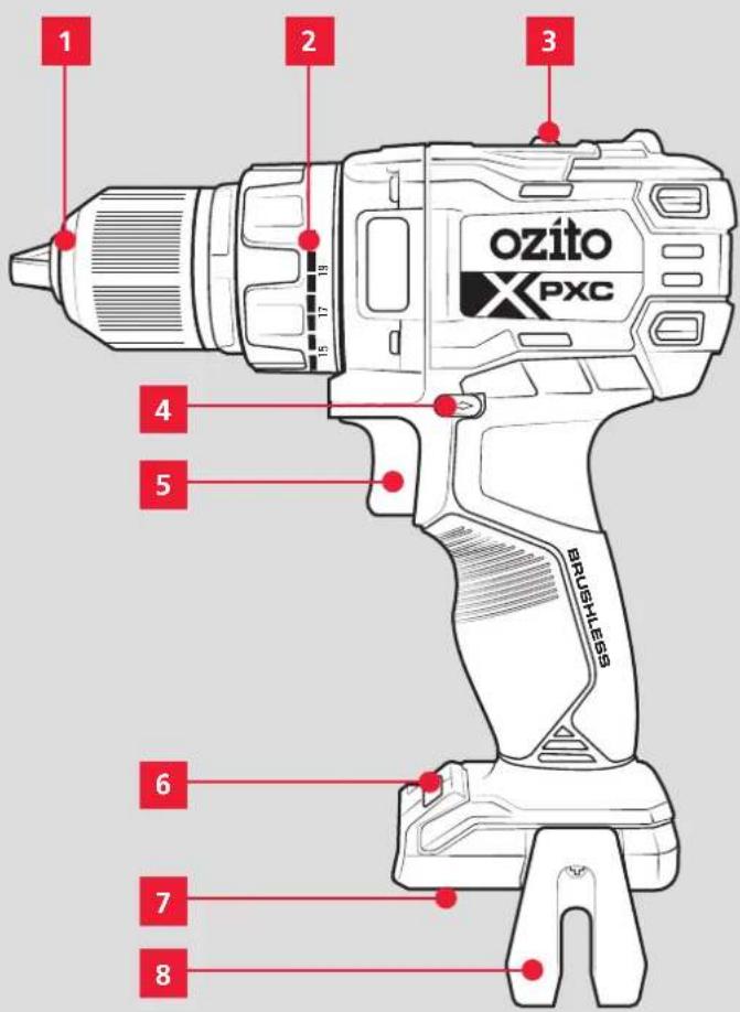 1 2 3 ozito PXC 4 5 6 7 8 BRUSHLESS