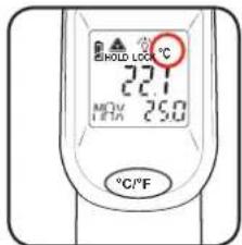 HOLD LOCK °C 27.1 27.1 MOV LETA 25.0 °C/°F