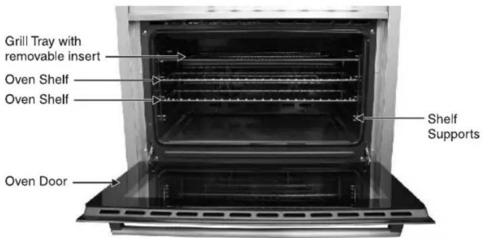 Grill Tray with removable insert Oven Shelf Oven Shelf Shelf Supports Oven Door