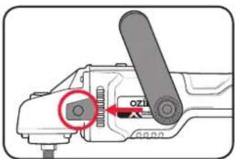 Diagram of a mechanical device with labeled components and a red circle highlighting a specific part, including 'OZI' and 'X'.