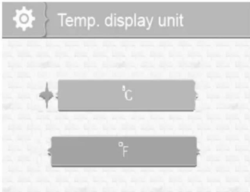 Temp. display unit ℃ °F