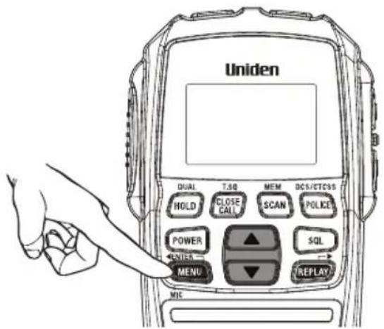 Uniden DUAL T3Q MEM DCS/CTCSS HOLD CLOSE CAN SCAN POLICE POWER SQL ENTER REPLAY MENU