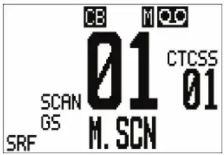 CB 01 M CTCSS 01 SCAN GS M. SCN SRF