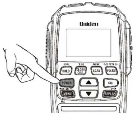 Uniden DUAL T.SQ MEM DCS/CTCSS HOLD CLOSE CALL SCAN POLICE POWER SQL MENU REPLAY MIC