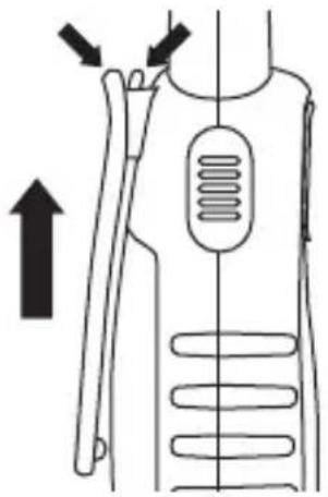 UNIDEN UH35-3 - To remove the belt clip: - 1
